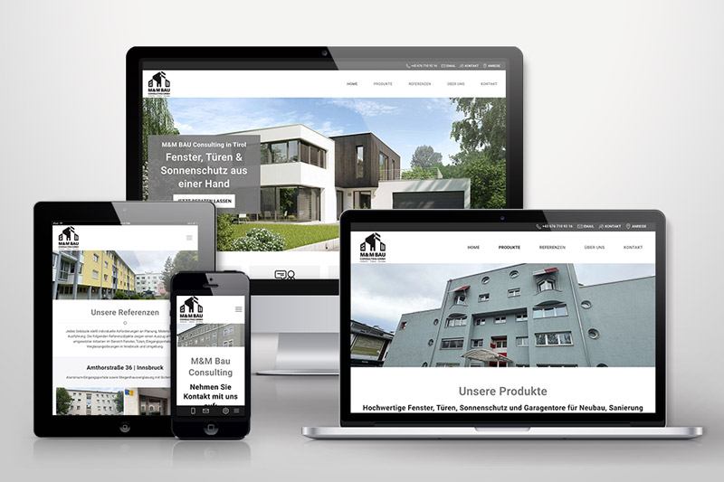 Responsive Webdesign für M&M Bau Consulting in Innsbruck