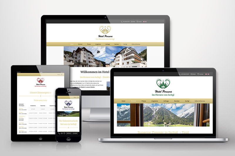 Responsive Webdesign der Website für Hotel Persura, gestaltet von der Werbeagentur Auer