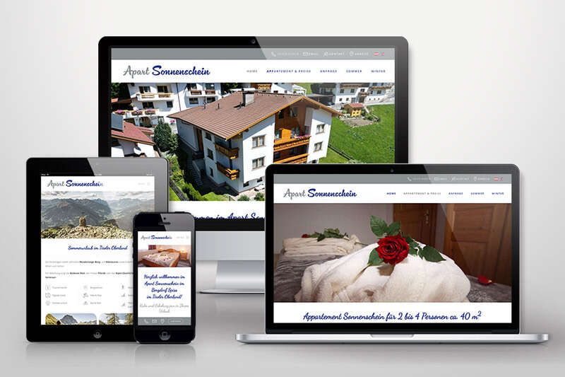 Responsive Webdesign für Apart Sonnenschein in Spiss im Tiroler Oberland